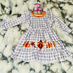 Charming Gingham Pumpkin Dress for Kids